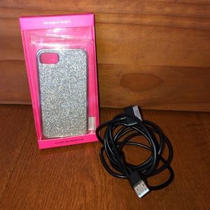 BUNDLE: iPhone 4/4s glittery VS case with charger